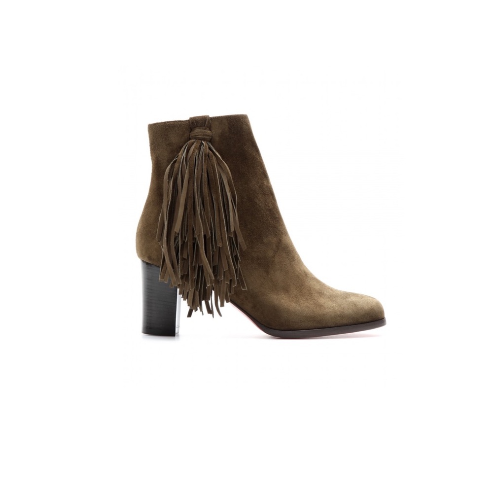 Christian Louboutin Suede Tassel Ankle Booties